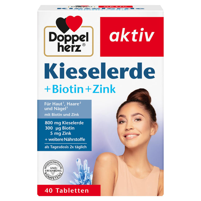 Doppelherz Silica + Biotin + Zinc - Biotin contributes to the maintenance of normal skin and hair - 40 tablets