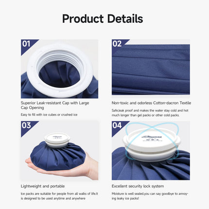 BICAREE Reusable Ice Pack for Injuries, Ice Pack Hot Water Bag for Hot and Cold Therapy and Pain Relief with Lid, Leak-Proof Elastic Breathable Ice Pack 22.8 cm
