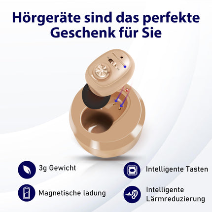 Britzgo sound device, specially designed for the elderly, with noise reduction function, makes everyday conversations effortless, offers an extremely long battery life (Beige)