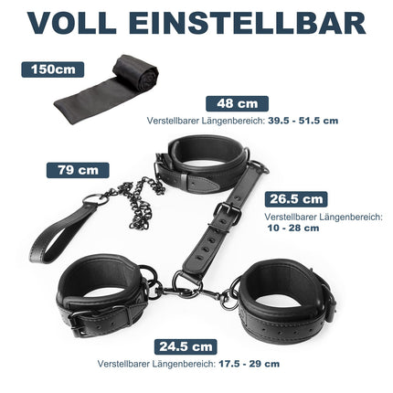 5 in 1 Bondage Restraints Sex Set, BDSM Toys with Collar Handcuffs Sex Bed, Blindfold, Bondage Set Restraints Women, Erotic BDSM Toys Hard, SM Sex Toys for Couples Extreme Sex