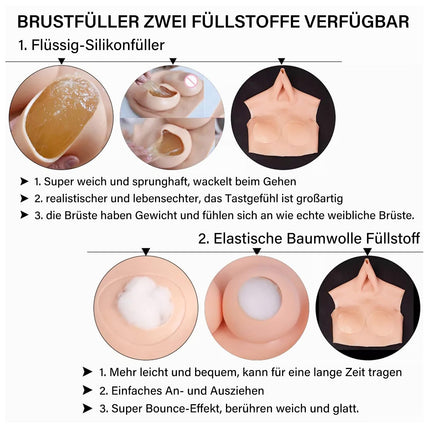 QIAOYIQIAO Silicone Fake Breasts BG Cup Realistic Breast Forms Silicone Breast Plate False Boobs for Cosplay Crossdresser Drag Queen (Cream, B Cup Silicone Filler)