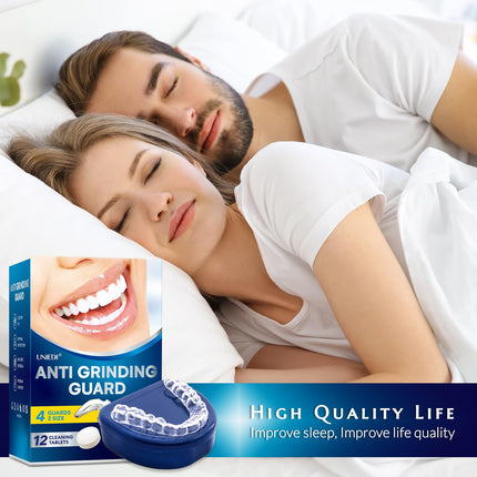 Nighttime Mouth Guard, 2 Sizes, 4 Moldable Mouthguards for Teeth Grinding, Against Bruxism and Teeth Grinding, Transparent