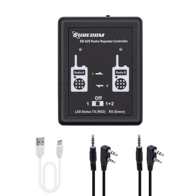 Gam3Gear Surecom SR-629 2 in 1 Duplex Crossband Radio Repeater Controller with Radio Cable for Walkie Talkies