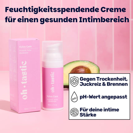 Natural vaginal cream for vaginal dryness, itching, and irritation in the intimate area - Soothing moisturizing cream with lactic acid and pH-adjusted, intimate care for women (50ml)