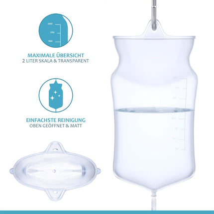 Lyvanas Enema Set for Colon Cleansing (BPA and Phthalate Free) - 2 Liter Enema Set Fully Equipped for All Enemas - Premium Travel Irrigator Set