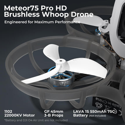 BETAFPV Meteor75 Pro Brushless Quadcopter with Matrix 1S ​​3IN1 HD FC, 1102 22000KV Motor, 45mm 3-Blade Props Compatible with O4 Air Unit for FPV Filmmaking Enthusiasts Flights Indoor Outdoor - PNP