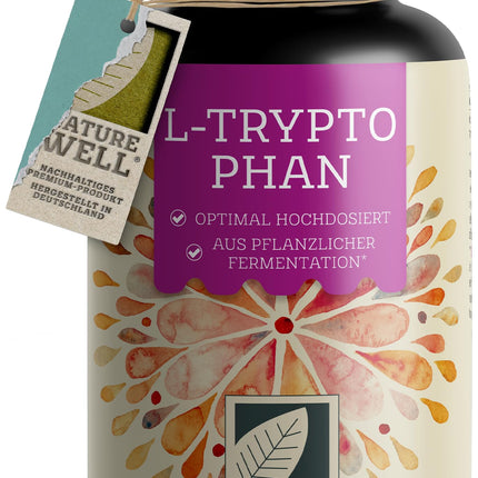 High-dose L-tryptophan - 300 capsules - 500mg L-tryptophan per capsule - 10-month supply - vegan L-tryptophan from fermentation - laboratory-tested, without unwanted additives, vegan