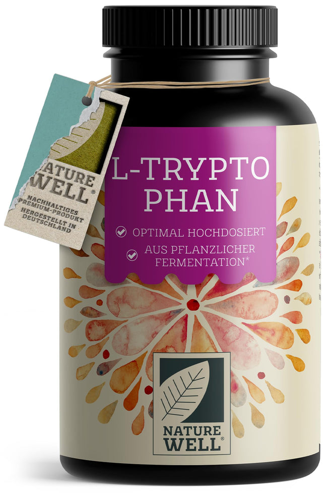 High-dose L-tryptophan - 300 capsules - 500mg L-tryptophan per capsule - 10-month supply - vegan L-tryptophan from fermentation - laboratory-tested, without unwanted additives, vegan