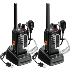 MaxTalker MT-8S Walkie Talkie Rechargeable for Adults and Children, License-Free PMR446 Radio, 16-Channel Radio Reception, with Headset and 1500mAh Lithium-Ion Battery with Type-C Connector, Set of 2