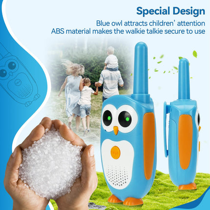 Retevis RT30 Walkie Talkie for Kids, Cartoon Owl Walkie Talkie for Kids Ages 8 and Up, Gifts for Kids, Camping Family Game (Blue, 2 PCS)