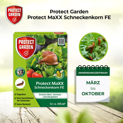 PROTECT GARDEN Protect MaXX Slug Pellets FE, rainproof, reliable slug control on vegetables, fruit, and ornamental plants, 1.2 kg folding box for up to 315 m²