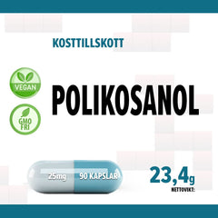 Policosanol 25mg 90 Vegan Capsules, Laboratory Tested, Non-GMO, No Fillers or Additives