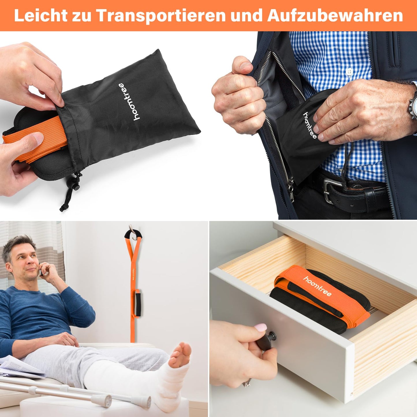 39'' Starrer Beinhebergurt mit Gepolsterter Schlaufe für Hände und Füße,Beinlifter für Hüft- und Knieersatz Erholungshilfen,Fußheber zum Einfachen Ein- und Aussteigen aus dem Bett,Auto,Rollstuhl