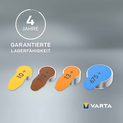VARTA hearing aid batteries type 312 brown, 60 batteries, storage pack, Power on Demand, wireless approved, size p 312 for hearing aids and hearing aids, Made in Germany