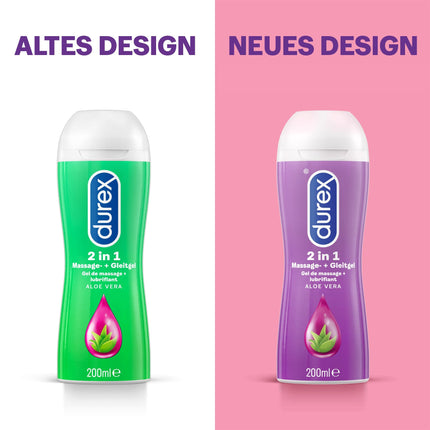 Durex Play 2-in-1 Massage &amp; Lubricant Guarana + Durex Play 2-in-1 Massage &amp; Lubricant Aloe Vera – Water-based lubricant for intimate experiences for two – 2 x 200 ml dispensers