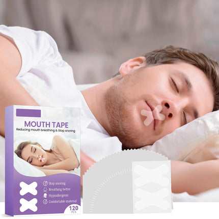 Mouth plasters for sleeping, 120 pieces sleep strips mouth tape, mouth tape for sleeping, anti-snoring sleep patches, helps against snoring and develops nasal breathing habits