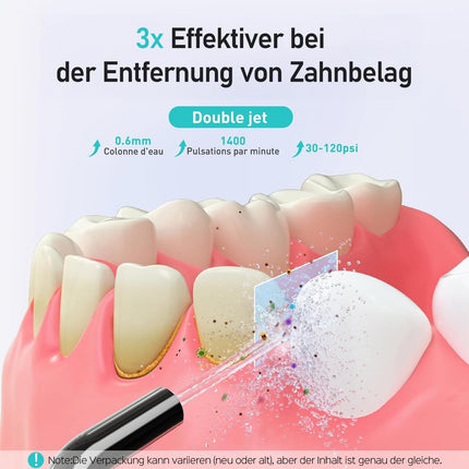 COSLUS Oral Irrigator Cordless Portable Electric Tooth Cleaner, 300ML Water Tank Rechargeable Dental Irrigator Double Water Teeth Flosser IPX7 Waterproof Oral Irrigator Test Winner for Cleaning While Traveling