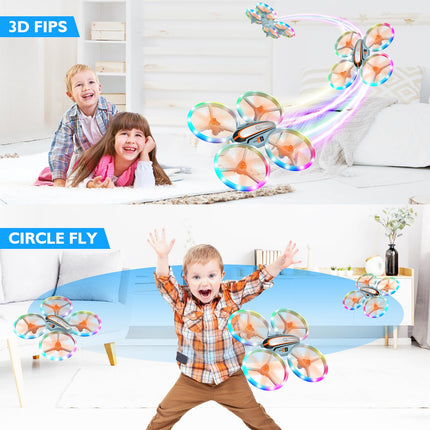 i9 Drone for Kids, RC Quadcopter with LED Lights, Headless Mode, Altitude Hold, 3D Flip and 2 Batteries, Toy Gifts for Boys Girls Beginners