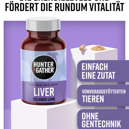 Hunter &amp; Gather Lamb Liver 90 Capsules | Nutritional supplement made from free-range, grass-fed Icelandic lamb | 100% raw freeze-dried lamb liver | No GM feed, antibiotics, or hormones