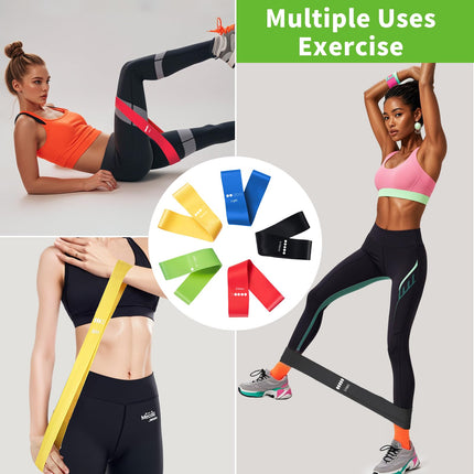 Fitness bands set of 5, resistance bands with 5 resistance levels, natural latex resistance bands, exercise bands for muscle building, Pilates, yoga and fitness