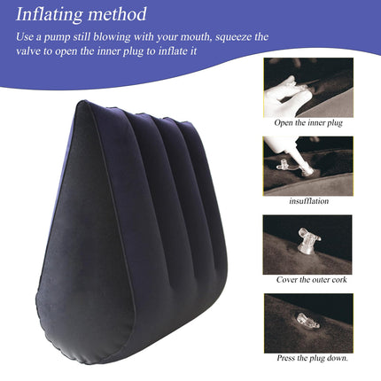 Inflatable Sofa Triangle Sex Pillow Ramps Lumbar Pillow, Inflatable Pillow Sex Furniture, BDSM Furniture Set with Sex Dice Couple, Nipple Clamps, Inflatable Bed, Sex Toys for Couples Extreme Sex Position