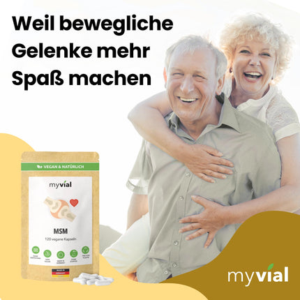 MSM capsules high dose 120 pieces – 800 mg methylsulfonylmethane + organic acerola powder – vegan – no additives – plastic-free – produced in Germany – natural sulfur