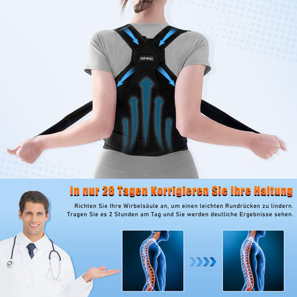 Back Straightener Back Support Belt Posture Corrector Women: Posture Correction Belt for Men - Adjustable Back Support Corrector - Posture Trainer Back Belt for Shoulder Neck - Black L