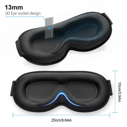 Gritin 3D Sleep Mask for Side Sleepers, Upgraded Breathable Sleeping Mask with Adjustable Elastic Strap, Light Blocking, Comfortable &amp; Ergonomic Eye Mask for Men and Women, 2 Pairs of Earplugs