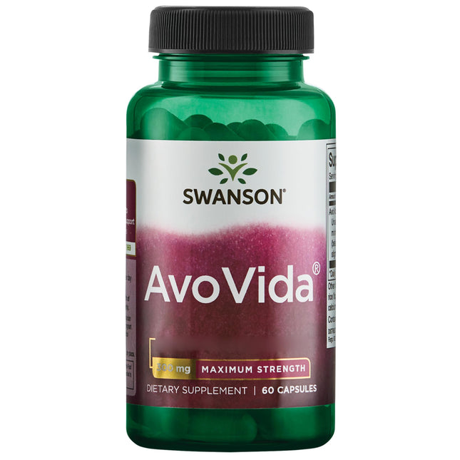 Swanson, Avovida Maximum Strength, 60 Capsules, 300 mg Unsaponifiable Lipids per Dose, Gluten-Free, GMO-Free, Tasteless