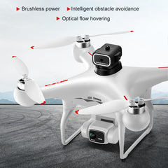 Drone with Camera 4K Dual WIFI 2.4G Brushless Gesture Photography, Obstacle Detection, Optical Flow Positioning, 6-Axis Gyro, Headless Mode, Gift for Adults Children Black 2 Batteries