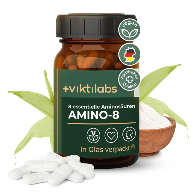 VIKTILABS - AMINO 8 [NEW] | High-dose amino acid complex - 998 mg per tablet | EAA Vegan | All 8 essential amino acids (L-tryptophan, l-lysine, etc.) | 150 tablets | 100% natural
