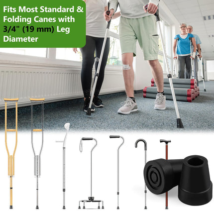 Pack of 4 crutch rubber, 19mm walking stick rubber buffers, non-slip rubber tips, replacement walking stick rubber tips for crutches, walking sticks, trekking poles, senior walking stick accessories