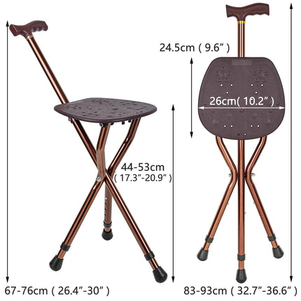 LINGTHIN Walking Stick with Seat for Men 120kg Capacity, Large Seat Board Height Adjustable Foldable Perch, Cane and Stool Dual-use for Elderly Men, Disabled and Recovering People.