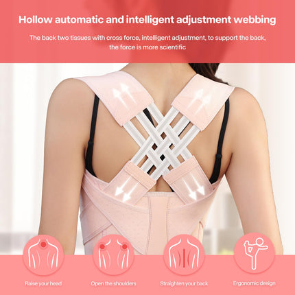 NormXinRui Adjustable Back Posture Belt, Posture Corrector for Women and Men, Relieves Neck and Shoulder Pain (Pink, M)