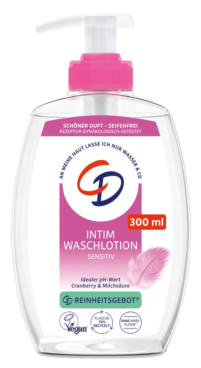 CD Wohlfühl Intim Wash Lotion, 300 ml, Lotion for gentle cleansing of the intimate area, with cranberry extract &amp; lactic acid, soap-free body care, subtle fragrance, vegan