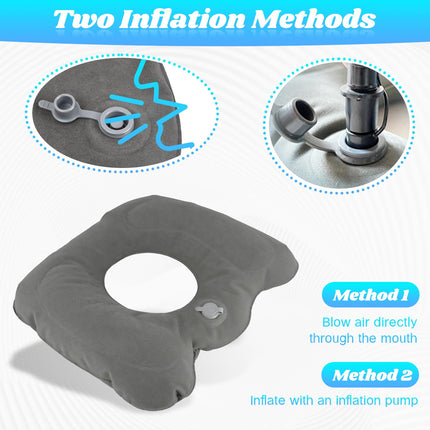 Cozlly Inflatable Orthopedic Seat Cushion, Round Hemorrhoid Seat Cushion, Inflatable Donut Cushion, Gray Inflatable Seat Cushion, for Hemorrhoids, Tailbone Pain, Wheelchairs (Gray)