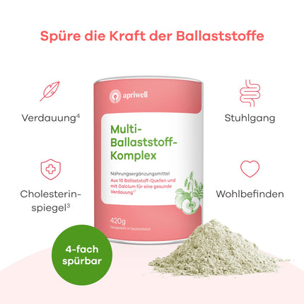 Multi-Fiber Complex | 10 Premium Fibers &amp; Calcium | Digestion, Gut Flora, Immune System, Cholesterol &amp; Blood Sugar | Vegan, Gluten-Free, Lactose-Free | 420g Powder