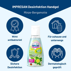IMPRESAN Disinfectant Hand Gel Mint-Bergamot Limited Edition | Hand disinfectant in a practical travel size | 55 ml