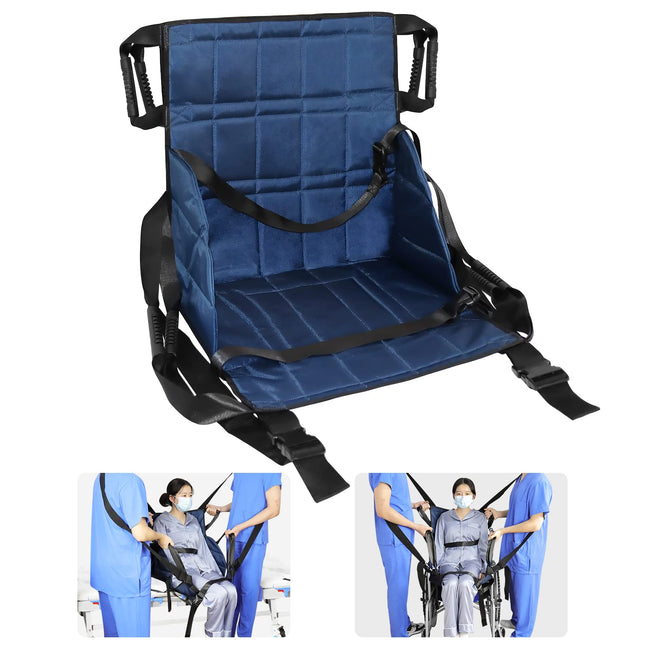 LOSCHEN Transfer Shoulder Strap Full Body Transfer Seat Pad Patient Lifter Lifting Sling Senior Mobility Transfer Board Safety Belt Stair Slide Board (Dark Blue)