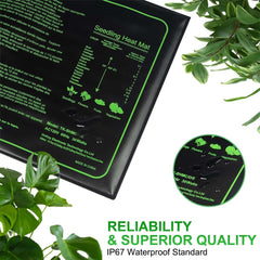 CJBIN Plant Heating Mat with Thermostat, 30W Plant Heating Mat, Waterproof Indoor Greenhouse Heating Mat for Seedlings, Heating Mat for Plants, Greenhouse and Reptiles, 20 * 10in