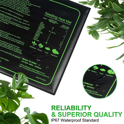 CJBIN Plant Heating Mat with Thermostat, 30W Plant Heating Mat, Waterproof Indoor Greenhouse Heating Mat for Seedlings, Heating Mat for Plants, Greenhouse and Reptiles, 20 * 10in