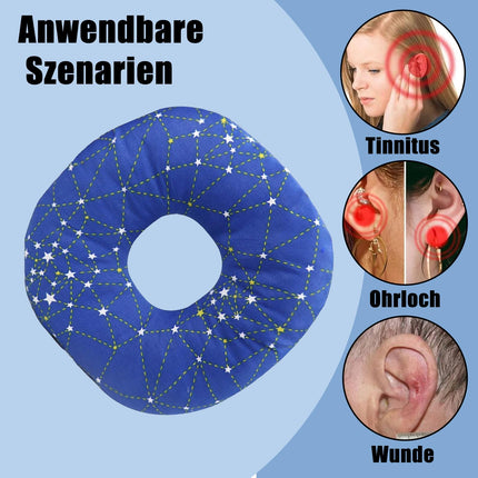 Ear Protection Side Sleeping Pillow, Relieve Pillow with Hole for Ear Against Earache, Ear Piercing Pillow, Suitable for Sleeping Behind Ear Piercings, Bedrooms and Sleep Aids, Blue Star