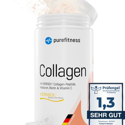 Purefitness Verisol® Collagen Powder 450 g [GRADE 1.3] with BEAUTY formula - Patented Verisol® Collagen Peptide - Collagen Powder with Hyaluronic Acid, Biotin &amp; Vitamin C
