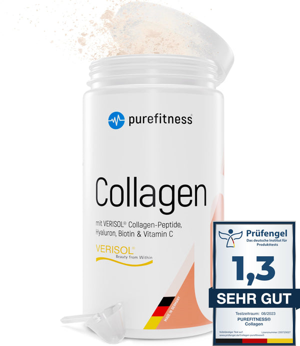 Purefitness Verisol® Collagen Powder 450 g [GRADE 1.3] with BEAUTY formula - Patented Verisol® Collagen Peptide - Collagen Powder with Hyaluronic Acid, Biotin &amp; Vitamin C