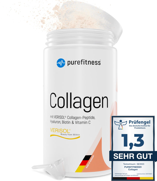 Purefitness Verisol® Collagen Powder 450 g [GRADE 1.3] with BEAUTY formula - Patented Verisol® Collagen Peptide - Collagen Powder with Hyaluronic Acid, Biotin &amp; Vitamin C