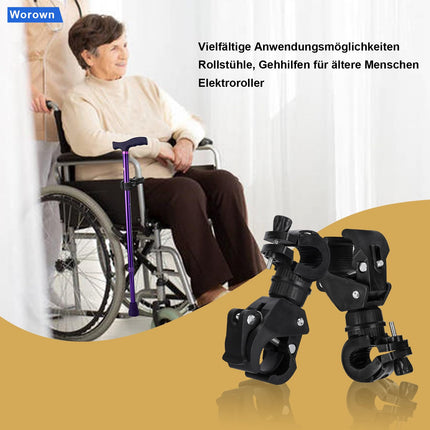 Worown 2 Pack Multipurpose Crutch Holder, Walking Stick Holder, Wheelchair Stick Holder for Wheelchairs Fixed Flashlights, Umbrellas, Universal Crutch Holder