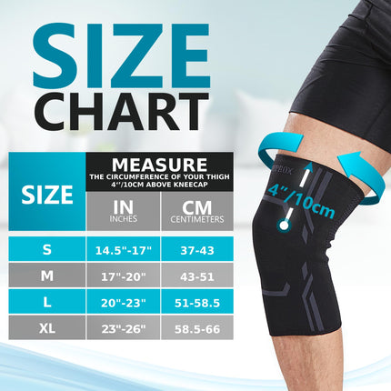 Knee Compression Brace for Men and Women (2-Pack), Knee Support for Running and Training (M)