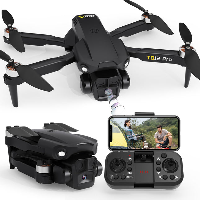Toladrone Drone with Camera 1080P, Drone with Brushless Motor Altitude Hold Headless Mode 2 Cameras Foldable FPV Drones RC Quadcopter for Beginners TD12Pro