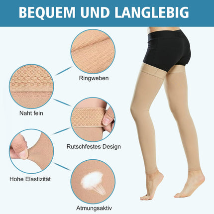 Evolyline Medical Compression Stockings Women &amp; Men 20-30 mmHg, Class II Thigh Long Compression Socks Support Stockings Footless with Silicone Band for Graduated Support Varicose Veins