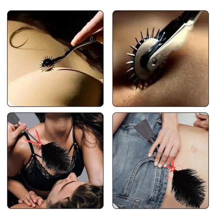 Feather tickler 2-in-1, SM sex toy, sex toy feather flirting feather tickler paddle crop soft whip, pinwheel flirting for couple exquisite
